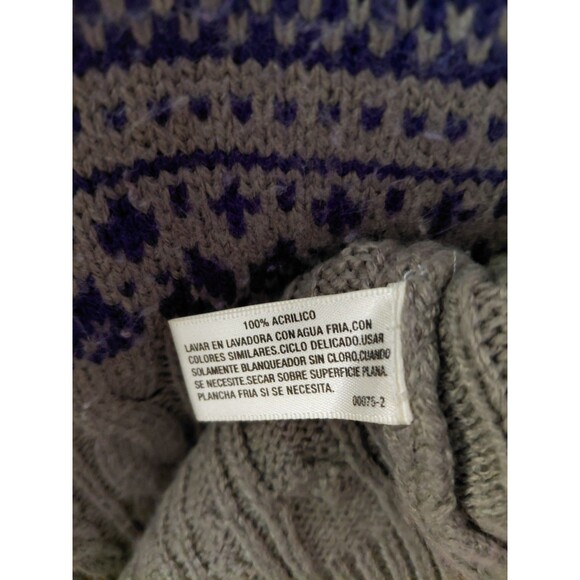 I Heart Ronson Hooded Cable Fair Isle Sweater Women's Size XS - Picture 6 of 12